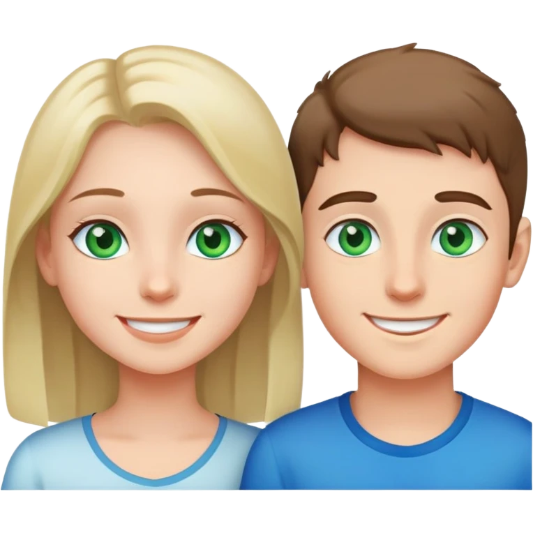 A boy with green/ blue eyes extra white smiling to a girl emoji