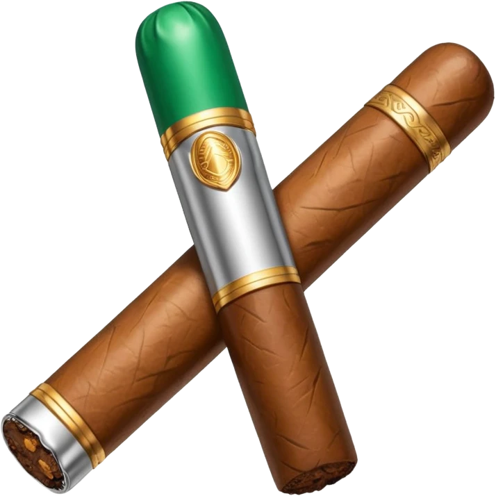 A luxury cigar emoji made of silver chrome, smooth metallic texture, minimal shape, glossy reflections, rich swag aesthetic, iOS emoji style, centered, clean white background emoji