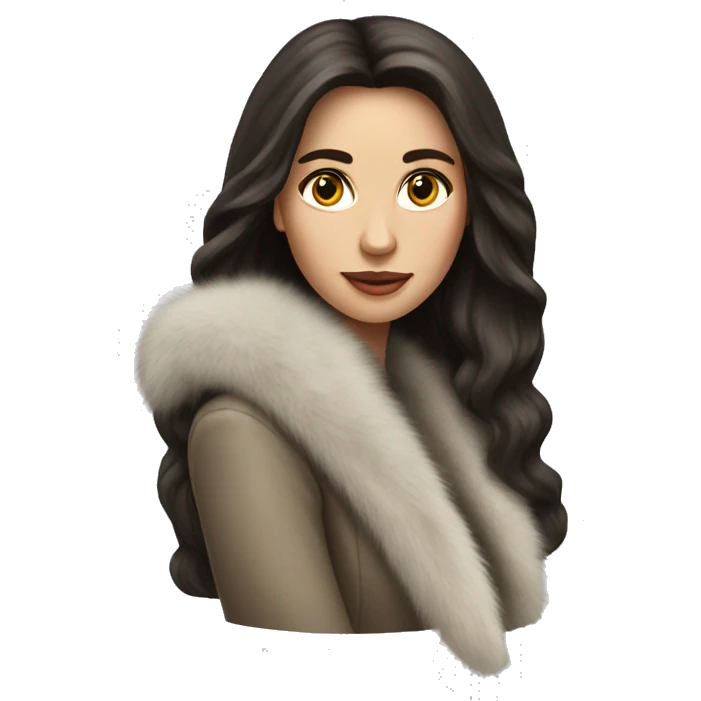 Beautiful long hair brunette mob wife with fur coat emoji