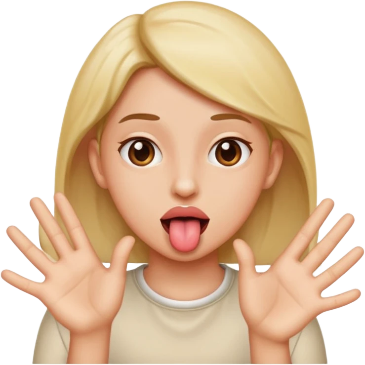 Tongue out and hands on the side emoji