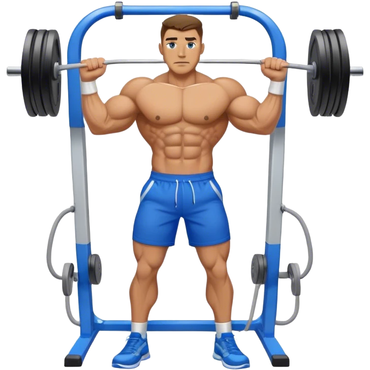 standing fit man with blue shorts cable-machine-exercise emoji