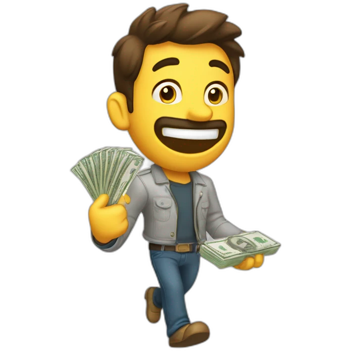 hombre saltando feliz mucho money dinero emoji