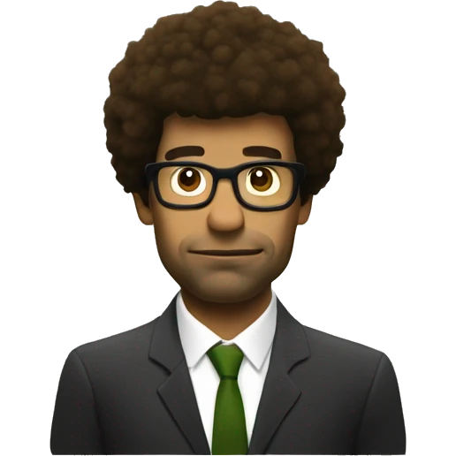 Moss from the IT crowd in font of computer emoji