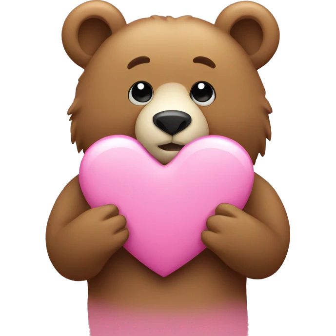 Bear front of a pink heart emoji
