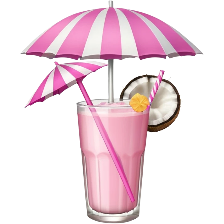 coconut drink with pink umbrella and a pink line straw emoji