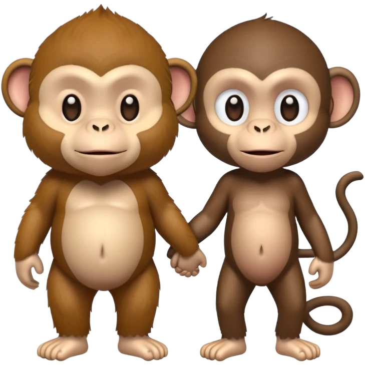 Skinny monkey and fat monkey holding hands  emoji