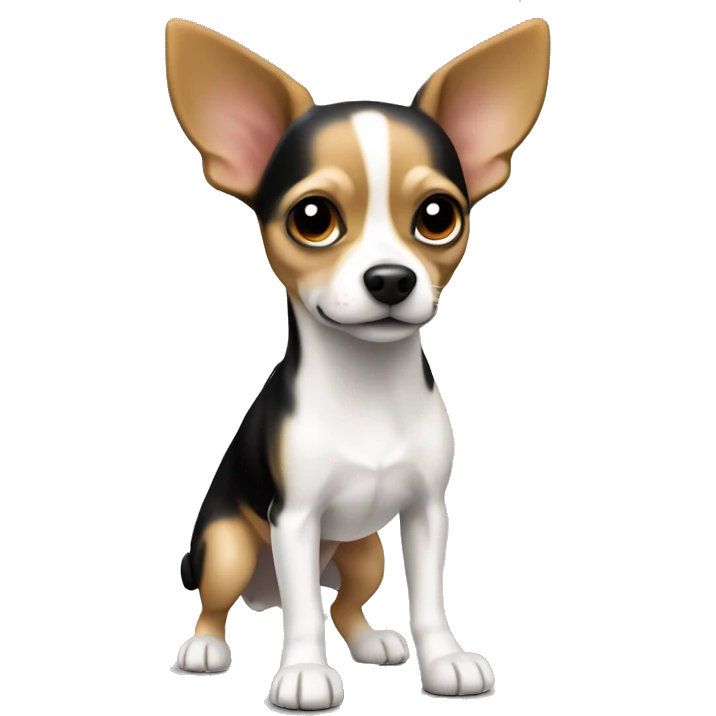 Chihuahua jack russel dog, black & white & tan full body  emoji