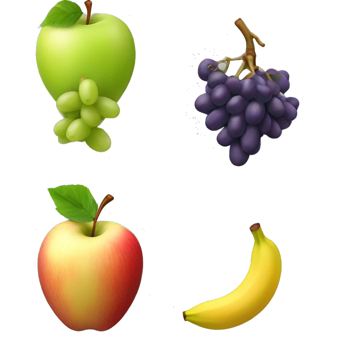 Apple, grapes and banana emoji