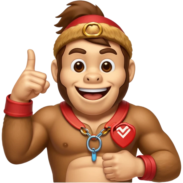Can you create a humorous donkey kong emoji that sarcasticly points to an extra large role tag of "CTO" pinned on the chest of donkey kong.
should look excessively proud with broad smile emoji