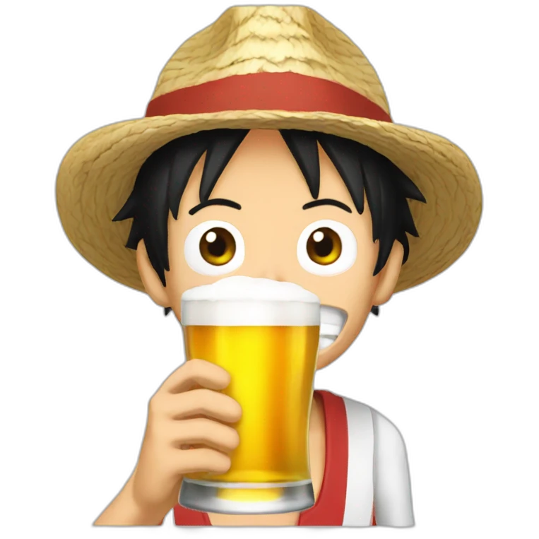 Luffy drinking beer emoji
