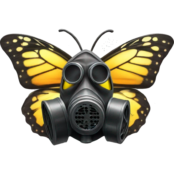 Butterfly wearing gas mask emoji