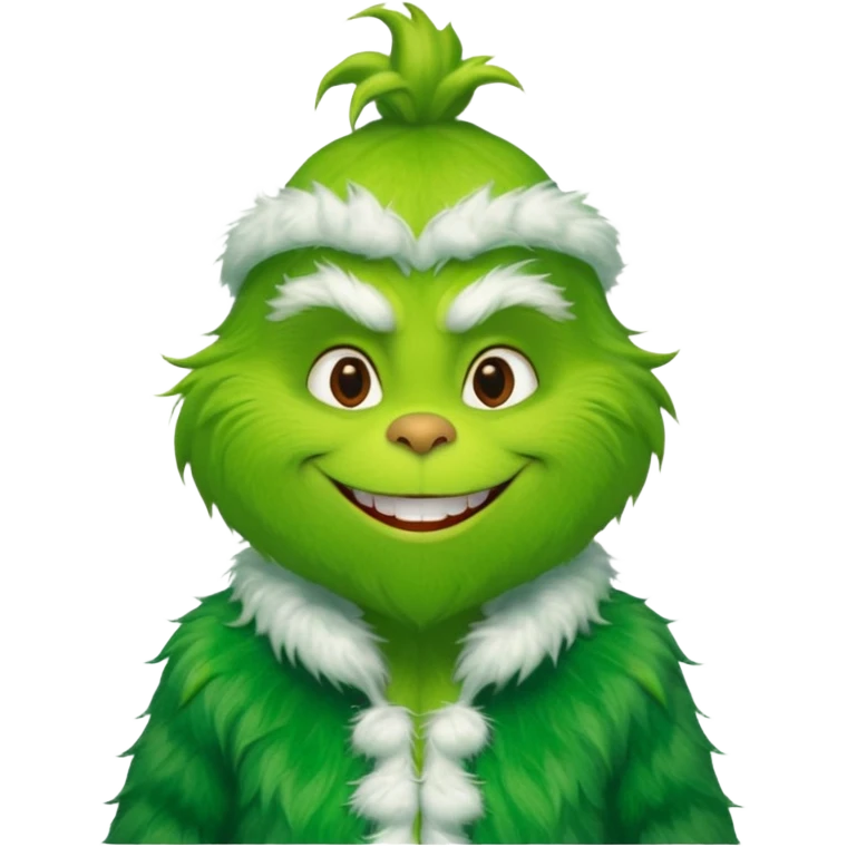Grinch in green fur coat emoji