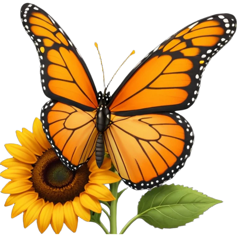 orange Butterfly on Sunflower side angle emoji