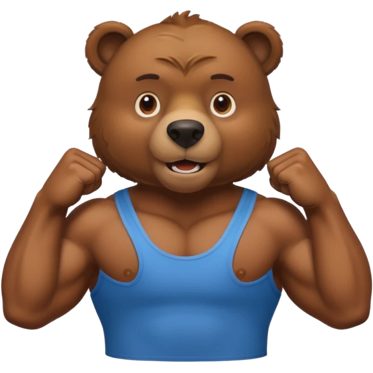 flexing brown bear with tanktop emoji