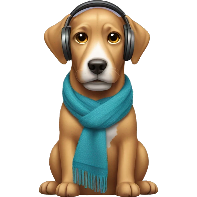 dog wearing scarf and headphones  emoji