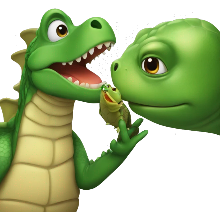 Dragon blowing a kiss to a turtle emoji