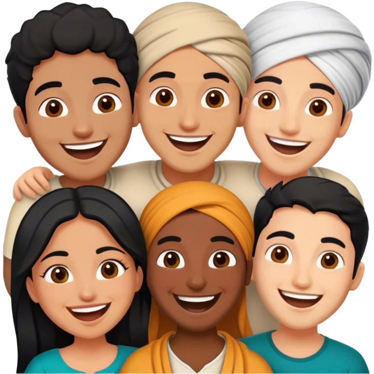 5 bestfriends: 2 North African, 1 Iranian, 1 Indian, 1 black emoji