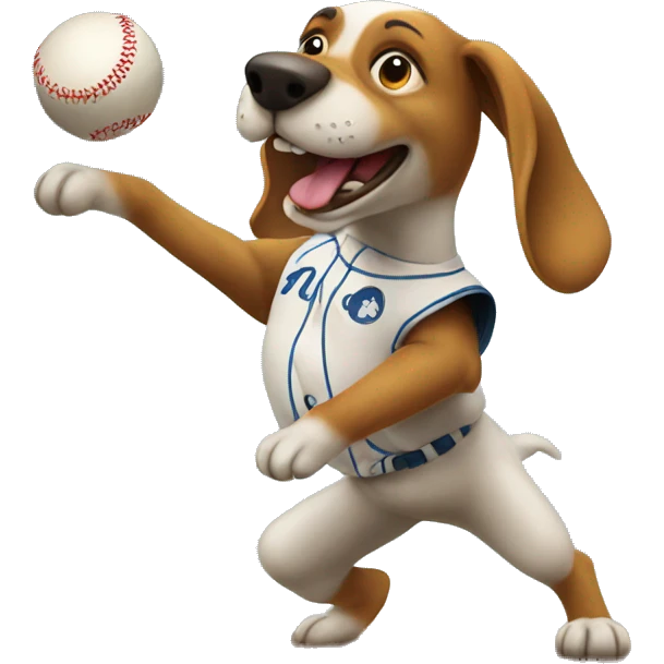 Dog throwing a baseball emoji
