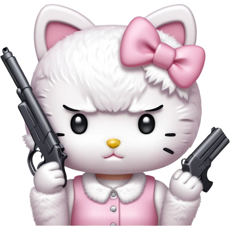 Hello kitty holding a gun to her head emoji