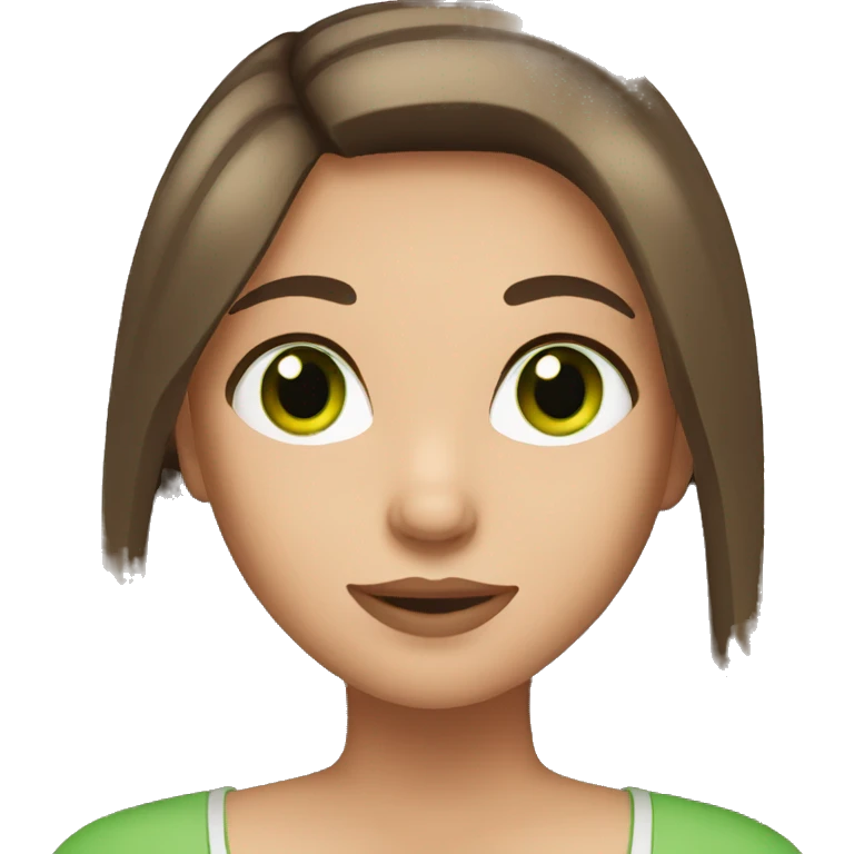 Girl with straight brown hair and green eyes emoji
