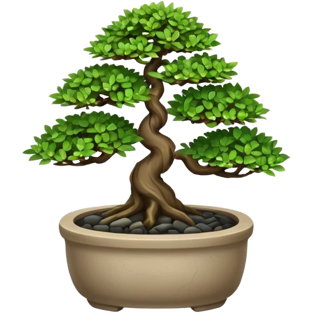 Bonsai Tree – Miniature tree in small pot, trimmed carefully, stone pot emoji
