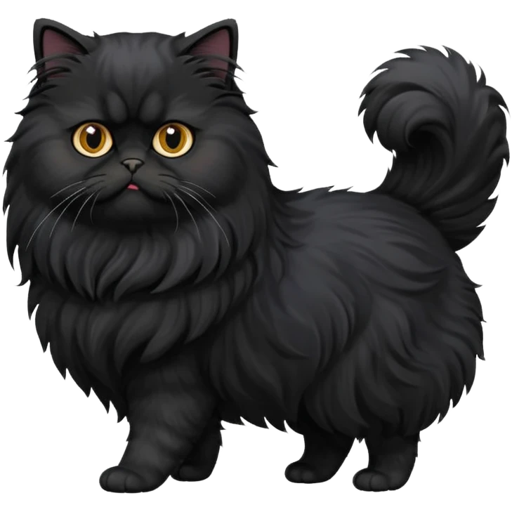 Black Persian Cat walking emoji