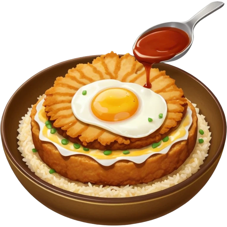 katsudon in a bowl with sauce on top emoji