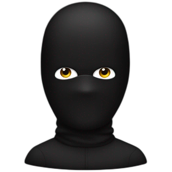 man in black suit and black balaclava with 2 holes for eyes emoji