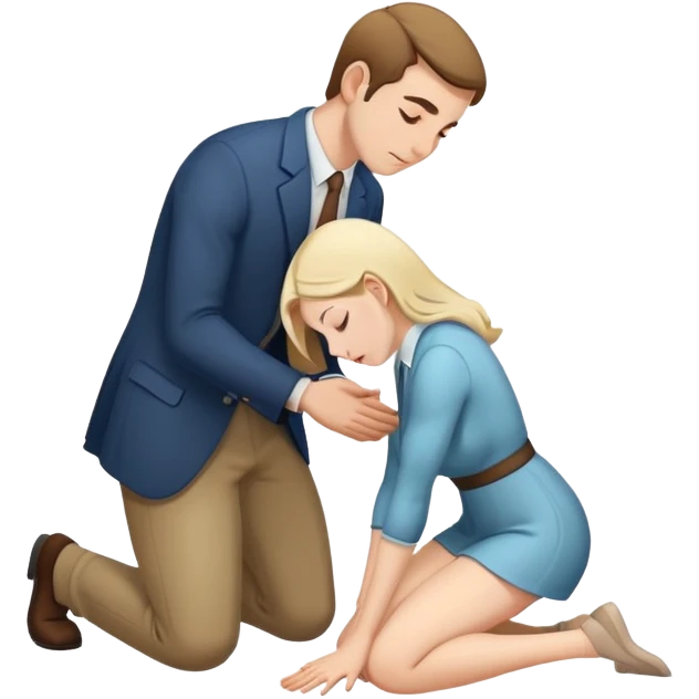 man bowing to woman on his knees emoji
