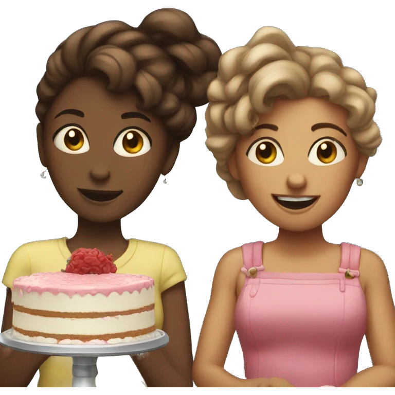Two sisters and cake emoji