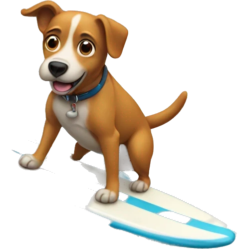 A dog surfing emoji