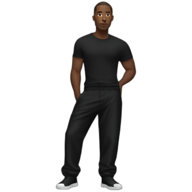man dressed in black oversized balenciaga pants  emoji