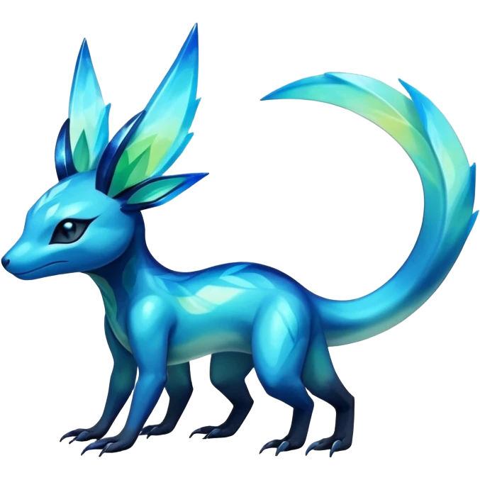 Colorful Dark Shiny Exotic Salandit-Aurorus-Glaceon-Fakémon-hybrid-creature (full body)  emoji