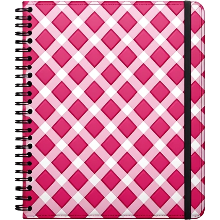 Notebook with pink and red diamond pattern on cover emoji