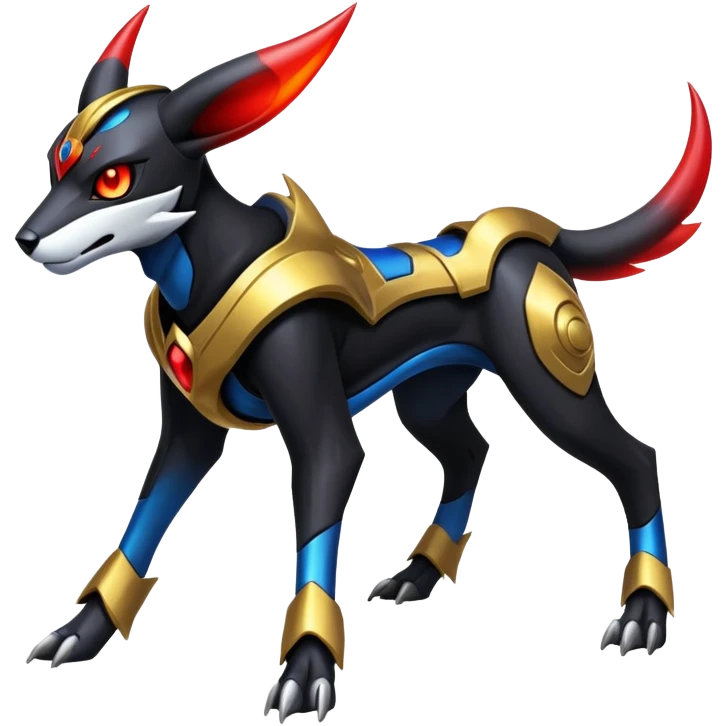 Shiny Gothic Exotic Futuristic Houndoom-Genesect-Torracat-Pokémon-Fakémon-hybrid-creature emoji
