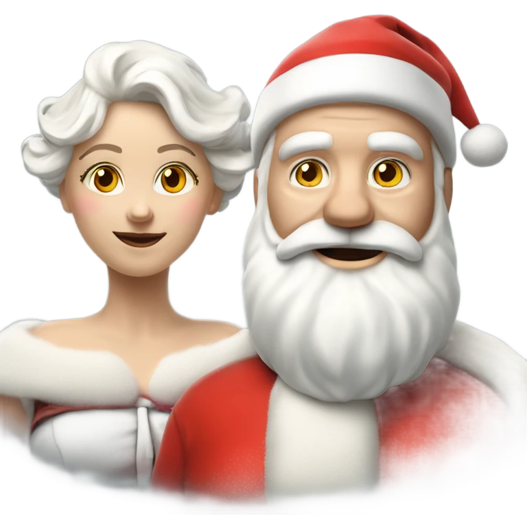 Hyper Realistic pale Santa Claus and Mrs claus emoji