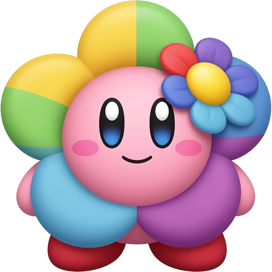 Flower rainbow full body kirby! emoji
