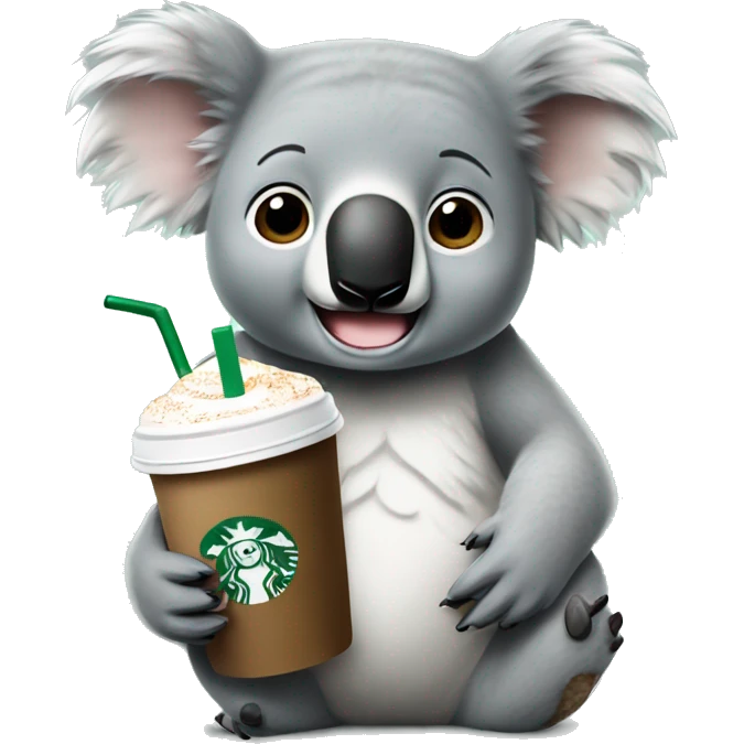 Koala drinking starbucks cold coffee emoji