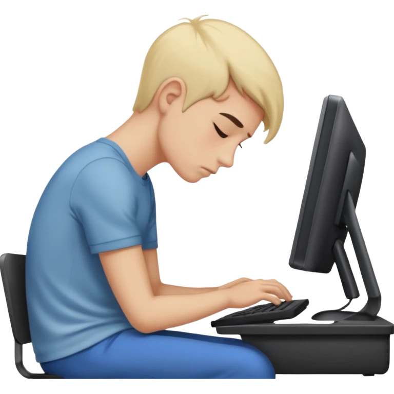 person with bad back or neck posture emoji (like sitting all tilted towards computer) emoji