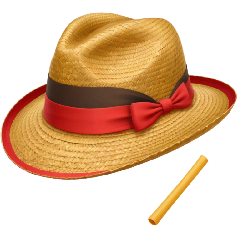 Chapeau de paille avec bande rouge emoji
