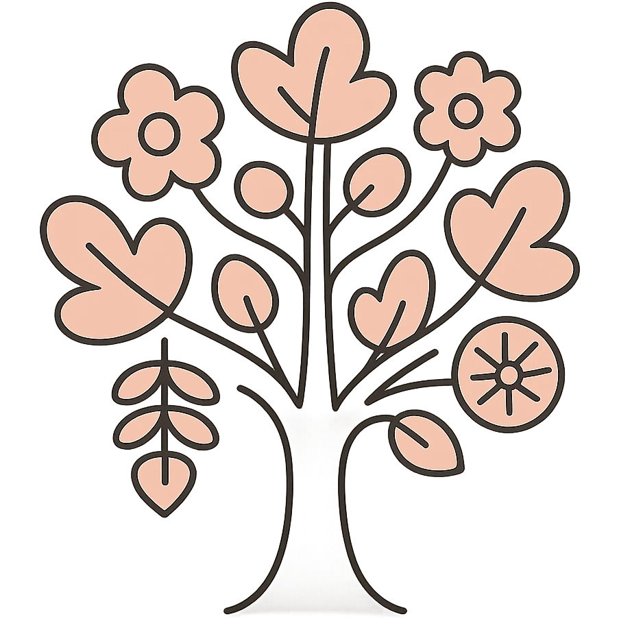 a stylized tree, Scandinavian folk art, minimal, neutral palette emoji