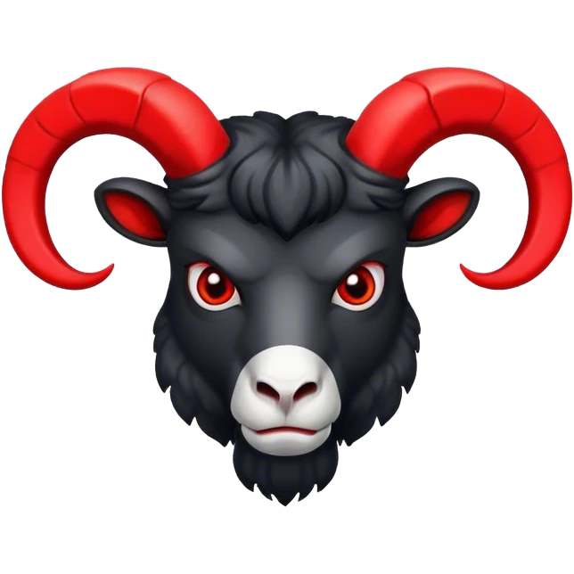 large angry black ram with red horns emoji