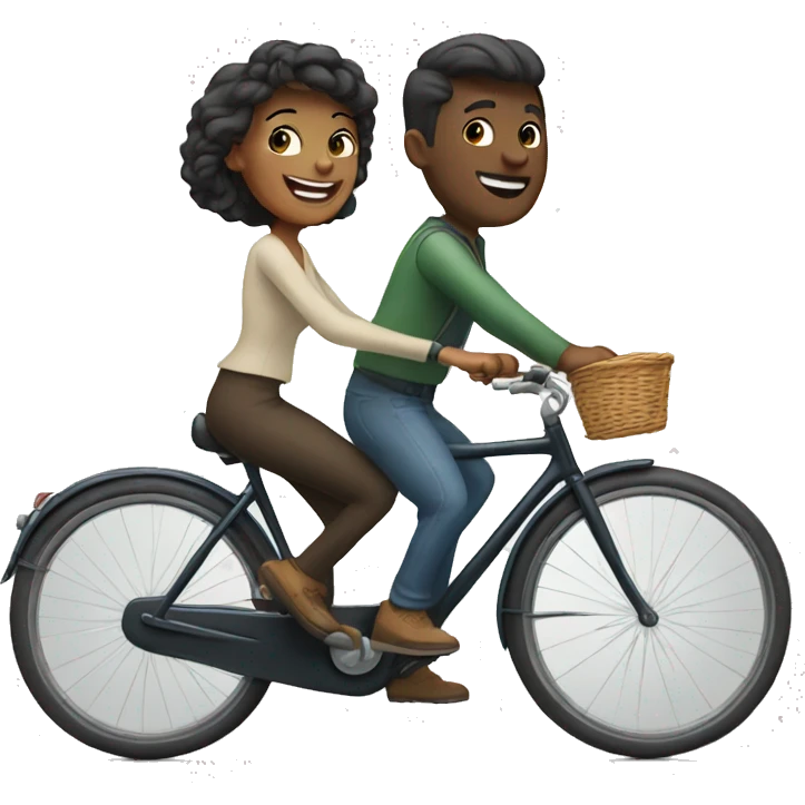 Happy couple riding bicycle emoji