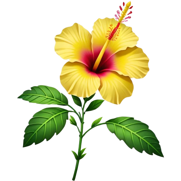 single yellow Hawaiian hibiscus, straight stem emoji