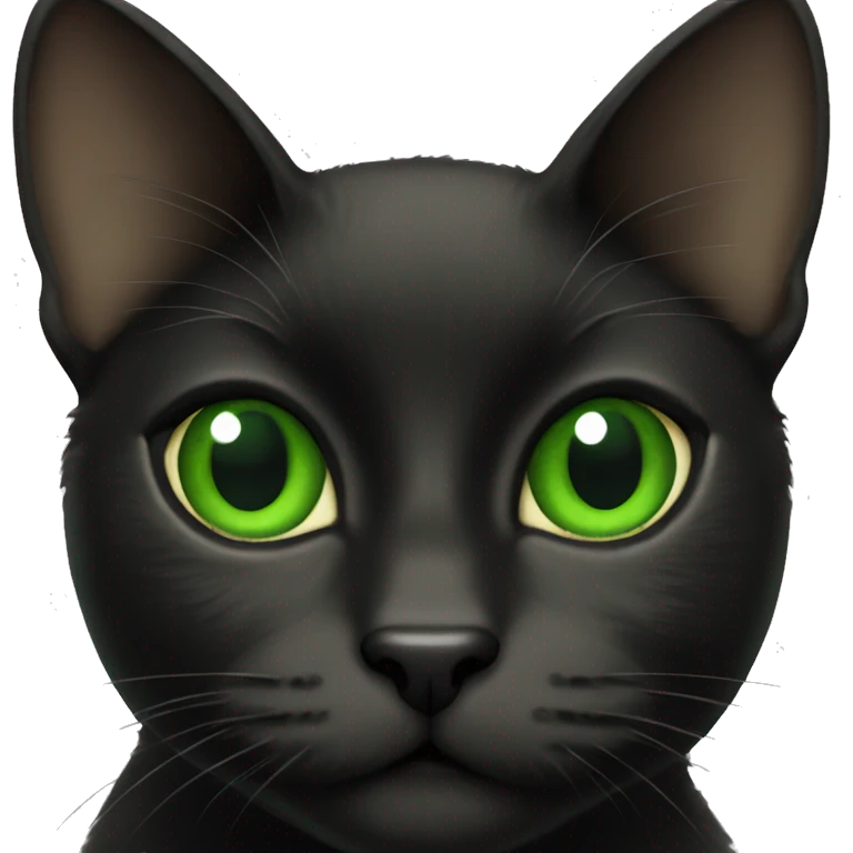 black cat with green upturned eyes  emoji