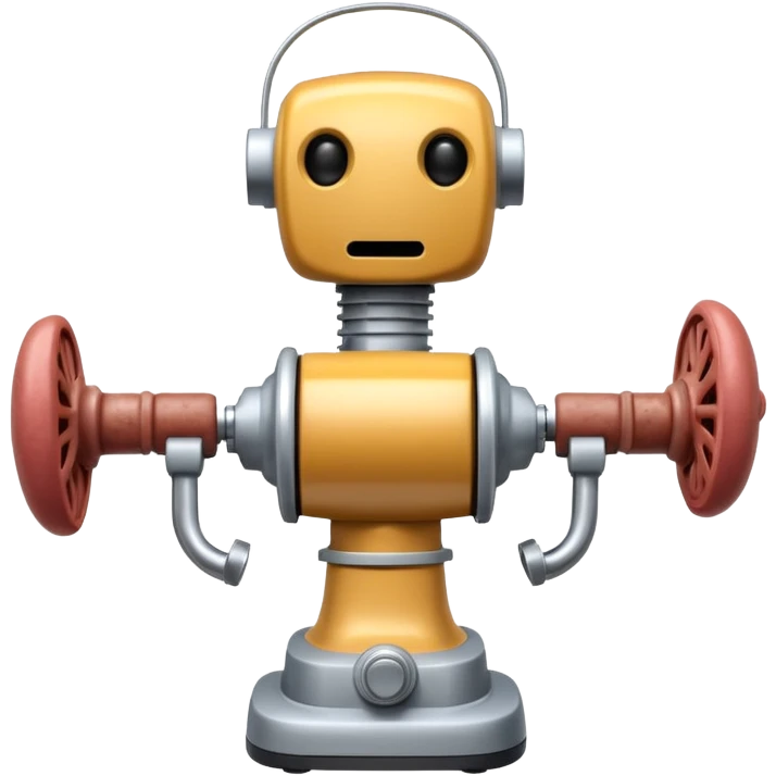 a robot that has a meat grinder for a head. 2 arms that stuff meat into the meat grinder and sausage links come out of the rear. The robot hovers. shoves meat into its mouth to grind emoji