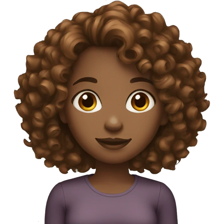 Black female brown curly hair emoji