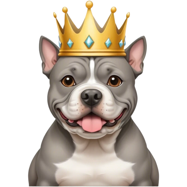 Grey american terrier bully with crown emoji