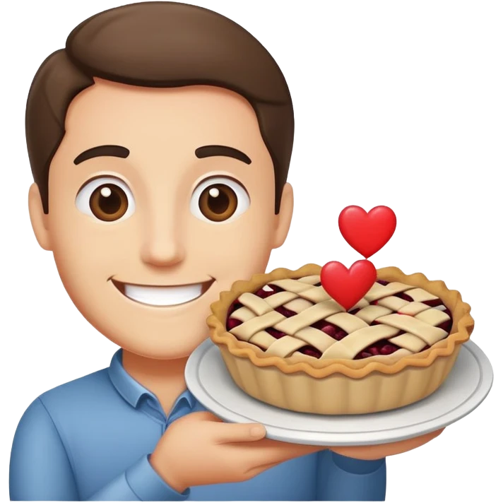 Men pie with love emoji