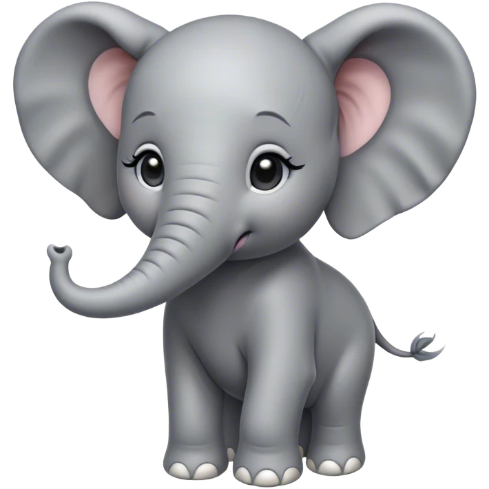 Cinematic Noble Baby Elephant Portrait Emoji, Poised and regal, with a tiny, endearing build and a soft, smooth gray hide, delicate floppy ears and a small, curious trunk, deep-set soulful eyes, Simplified yet sharp and sophisticated features, highly detailed, glowing with a gentle, dignified glow, high shine, intelligent and adorable, stylized with an air of miniature majesty, focused and attentive, soft glowing outline, capturing the essence of a watchful and confident little elephant, so majestic it feels as though it could toddle out of the screen with effortless authority! emoji